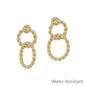 Water Resistant 20MM Gold Cable Double Linked Studded Earring