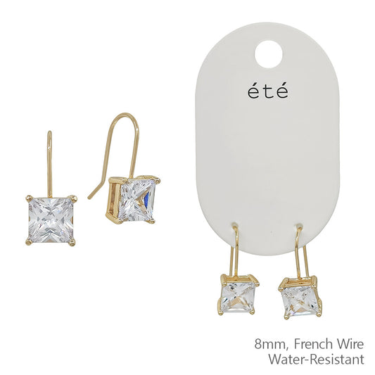 Water Resistant 8MM Gold CZ Wired .5" Earring