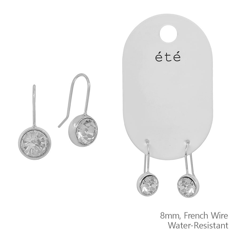 Water Resistant 8MM Round Silver Wired Earring