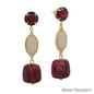 Water Resistant 2" Maroon 3 Drop Stone and Resin Glass Earring