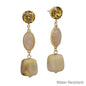 Water Resistant 2" Natural 3 Drop Stone and Resin Glass Earring