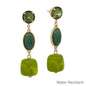 Water Resistant 2" Olive 3 Drop Stone and Resin Glass Earring