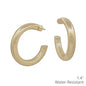 Water Resistant Gold 1.4" Textured Metal Hoop Earring