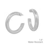 Water Resistant Silver 1.4" Textured Metal Hoop Earring