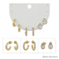 Water Resistant Set of 3 Pave Hoop Teardrop Stone Earrings