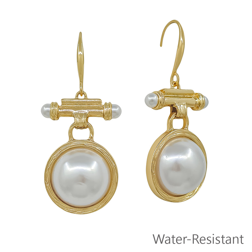 Water Resistant 1.25" Pearl Bar Drop Earring