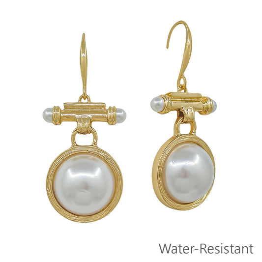 Water Resistant 1.25" Pearl Bar Drop Earring