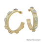 Water Resistant 1.8" 7MM Wide Ivory Epoxy Stone Hoop Earring