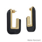 Water Resistant Gold and Black Acrylic Rectagnle 1.5" Necklace