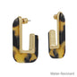 Water Resistant Gold and Tortoise Acrylic Rectangle 1.5" Necklace