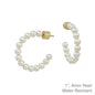 Water Resistant 1" 4MM Pearl Hoop Earring