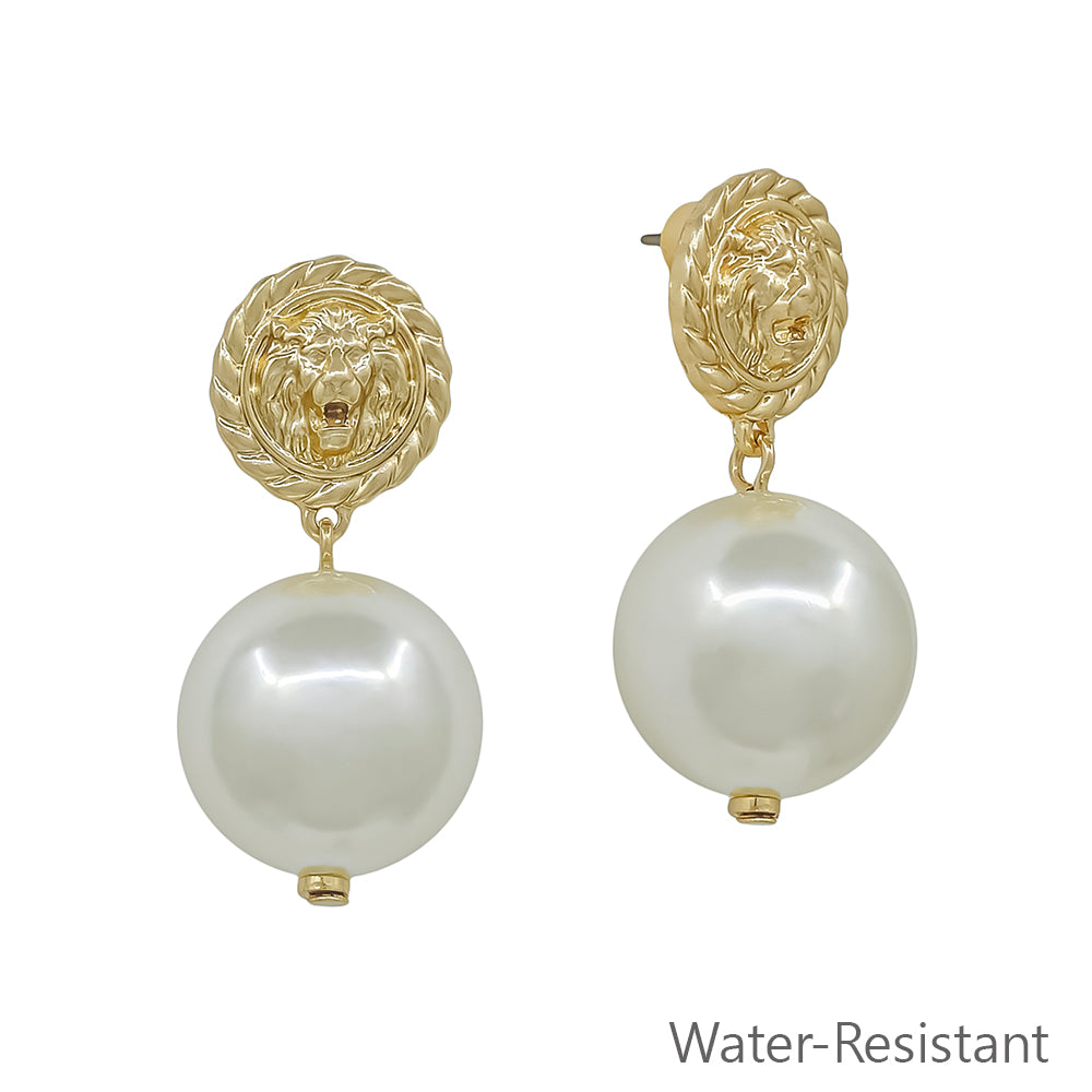 Water Resistant 1.5" 14MM Coin Pearl Stud Earring