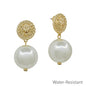 Water Resistant 1.5" 14MM Coin Pearl Stud Earring