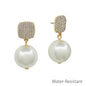 Water Resistant 1" 10MM Stud Pearl Drop Earring