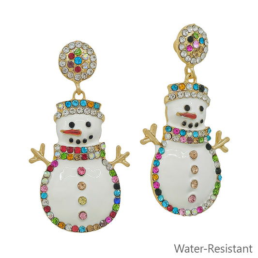 2" White Snowman Pave Post Earring