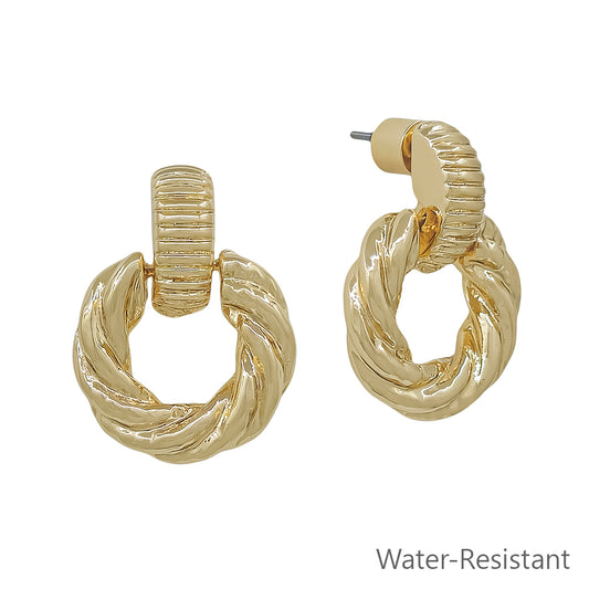 Water Resistant 1" Knot Shaped Round Open Stud Earring