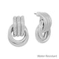 Water Resistant 1.2" Silver Multi Ring Knot Stud Earring