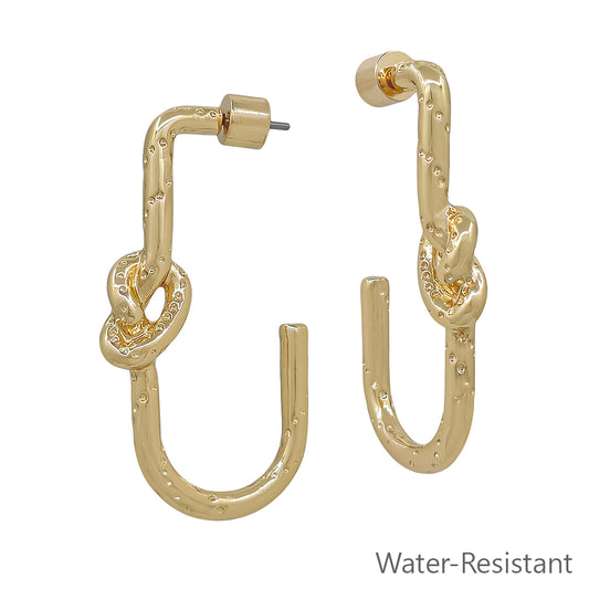 Water Resistant 1.4" Gold U Shape Knot Stud Earring