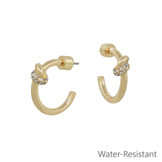 Water Resistant 20MM Gold Hoop with Rhinestone Accent