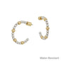 Water Resistant Gold and Silver Beaded 4MM 1" Hoop Earrings