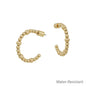 Water Resistant Gold Beaded 4MM 1" Hoop Earrings