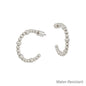 Water Resistant Silver Beaded 4MM 1" Hoop Earrings