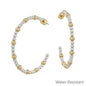 Water Resistant Gold and Silver Beaded 4MM 1.8" Hoop Earrings