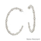 Water Resistant Silver Beaded 4MM 1.8" Hoop Earrings