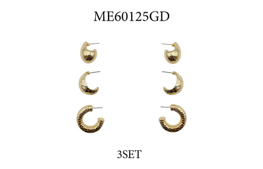 Gold Set of 3 Hoop Earrings