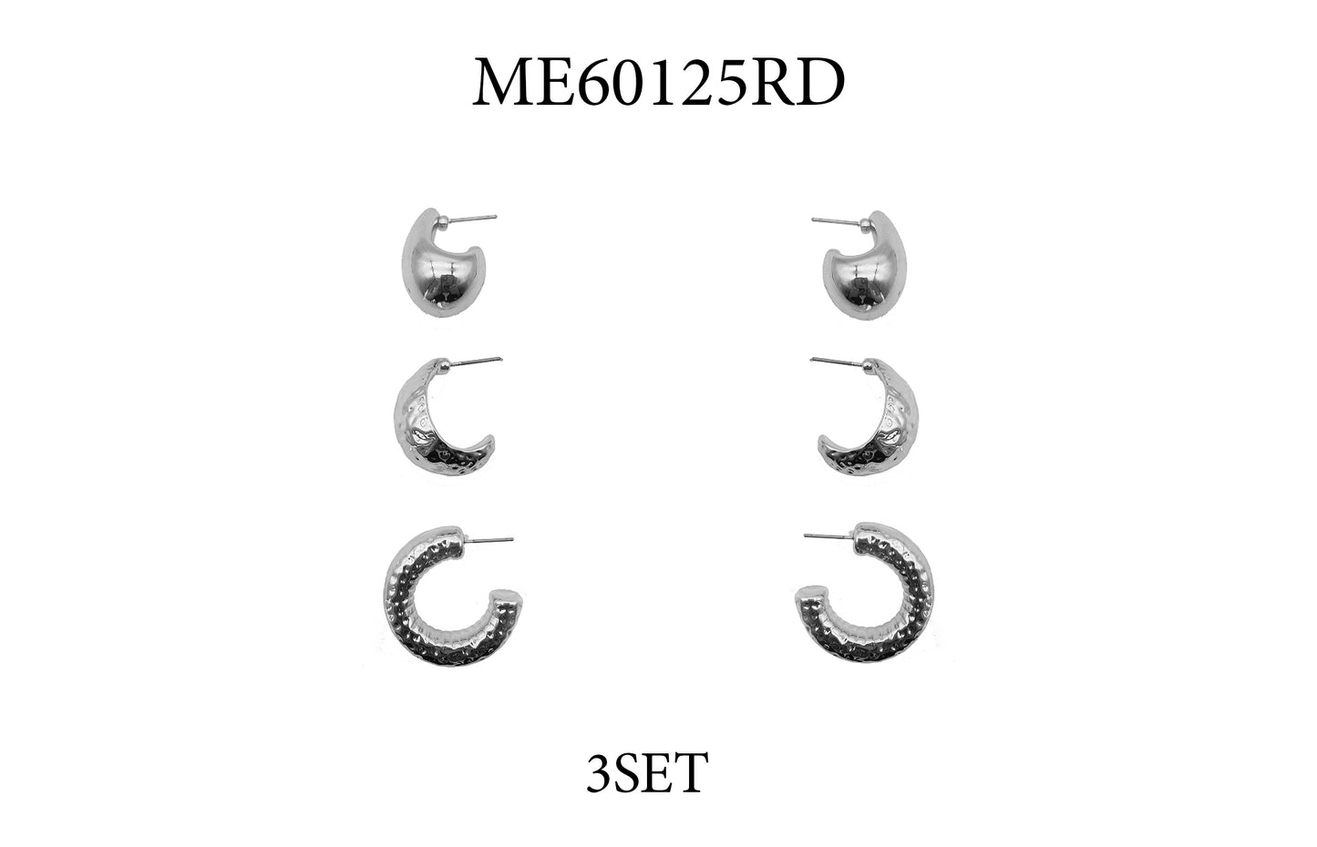 Silver Set of 3 Hoop Earrings