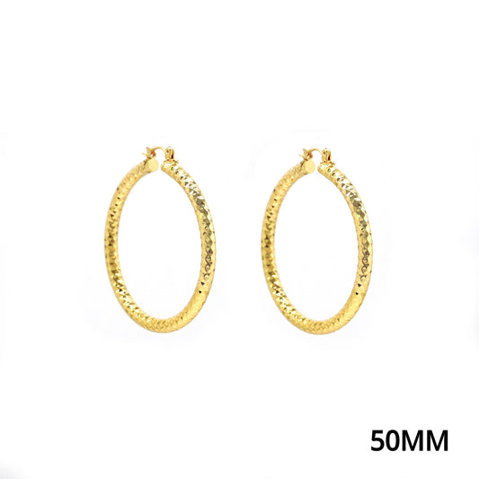 Gold Textured Lightweight Aluminum 2" Hoop Earring