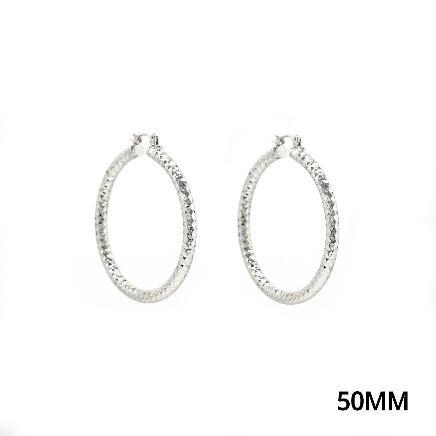 Silver Textured Lightweight Aluminum 2" Hoop Earring