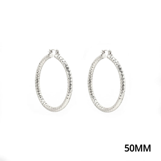 Silver Textured Lightweight Aluminum 2" Hoop Earring