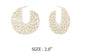 Ivory Raffia Woven and Gold Hoop 2" Earring