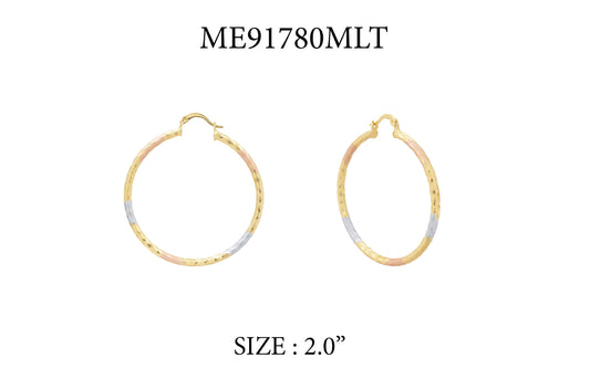 Gold, Silver, and Rose Gold Textured 2.25" Hoop Earring