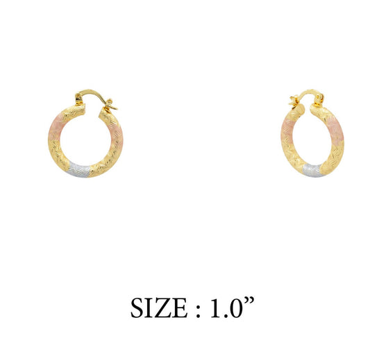 Gold, Silver, and Rose Gold 1" Textured Hoop Earring
