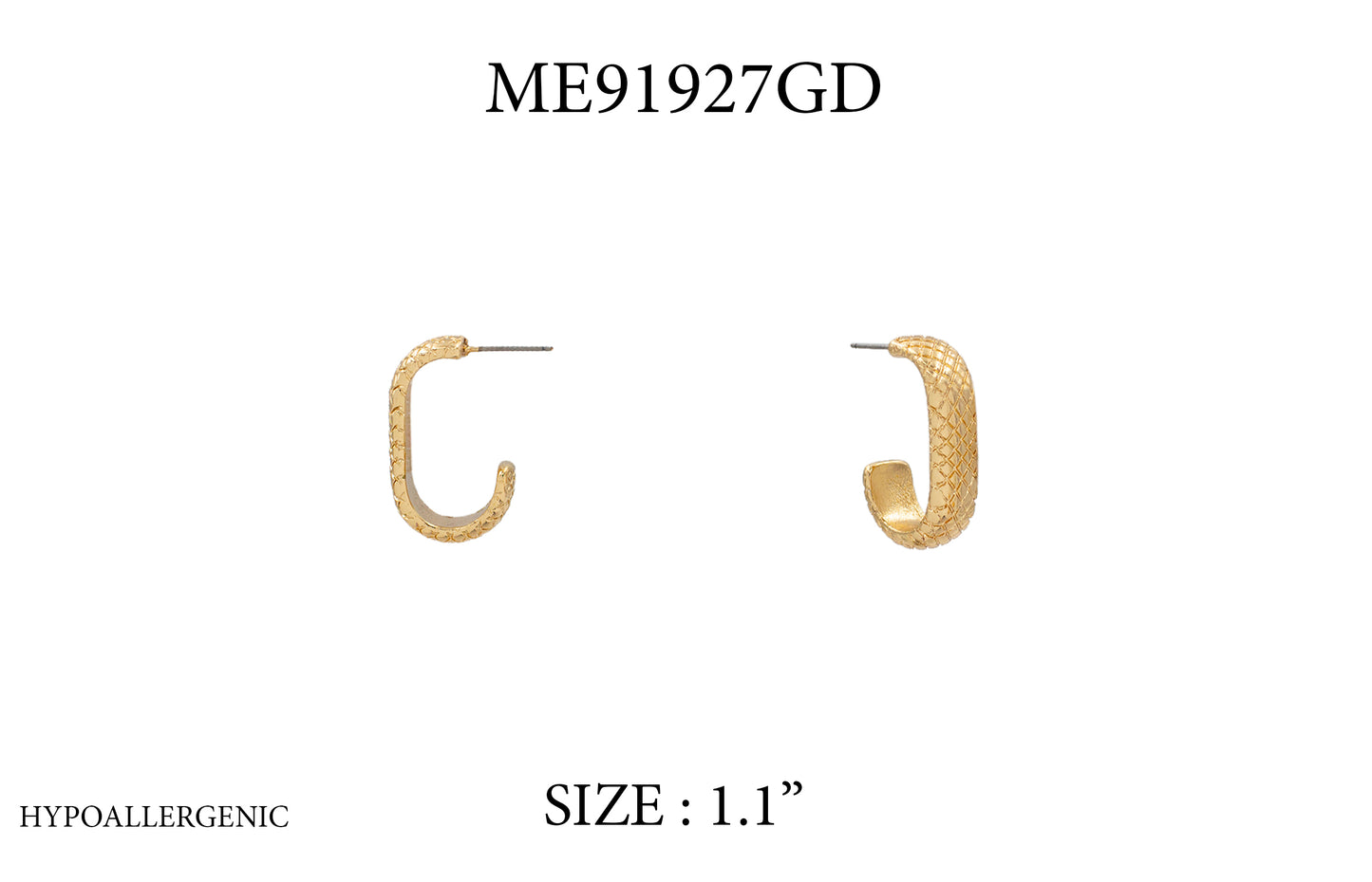 Gold Textured 1" Hoop Earring