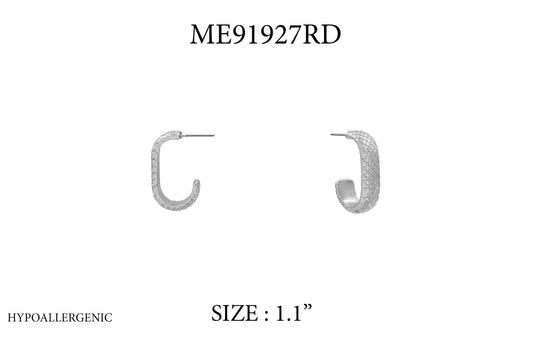 Silver Textured 1" Hoop Earring
