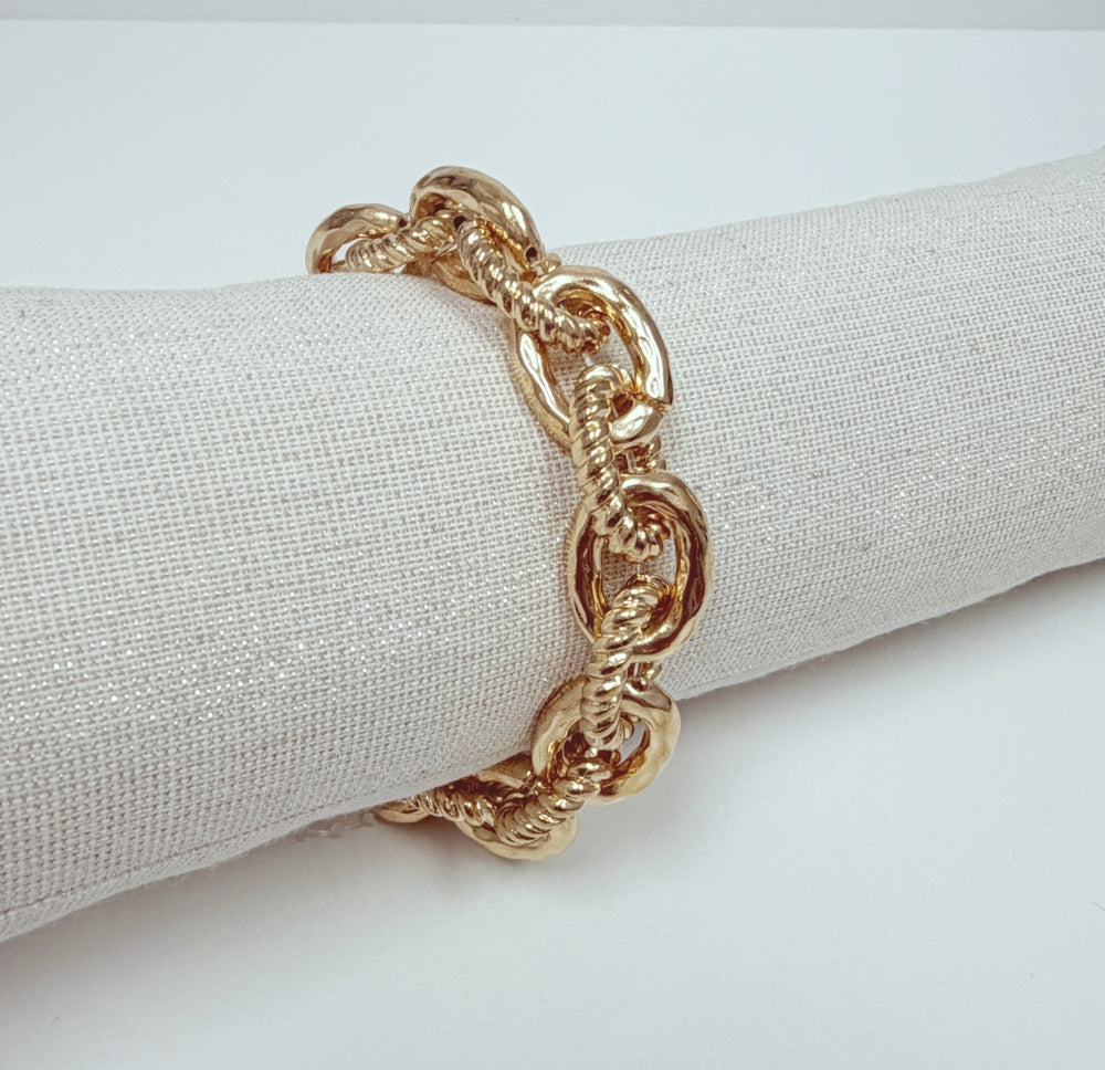 Gold Open Chain and Gold Rope Chain Stretch Bracelets
