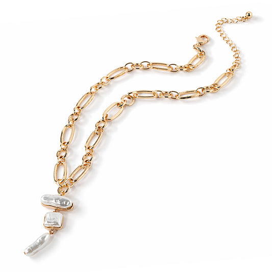 Pearl Link Chain Necklace 16"-18" Necklace