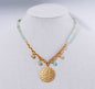 Hammered Disk with Jade Beaded 16"-18" Necklace