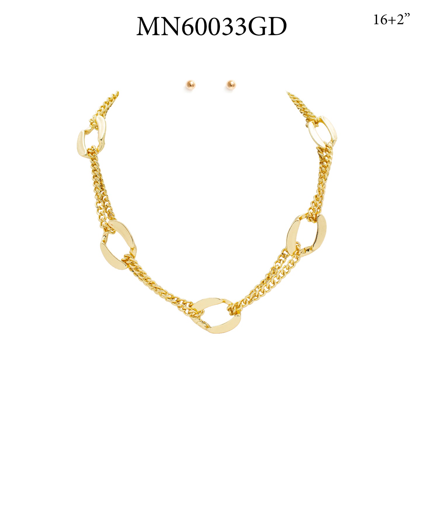 Open Gold Circle with Chain 16"-18" Necklace