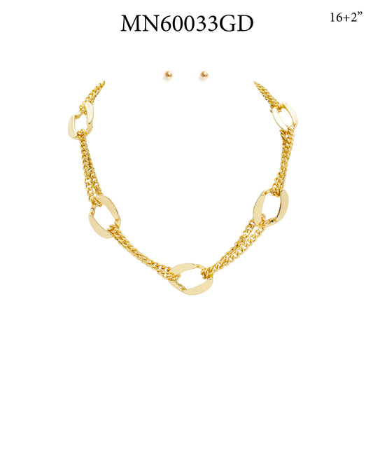 Open Gold Circle with Chain 16"-18" Necklace