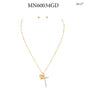 Rhinestone Cross and Puffy Heart 16"-18" Necklace