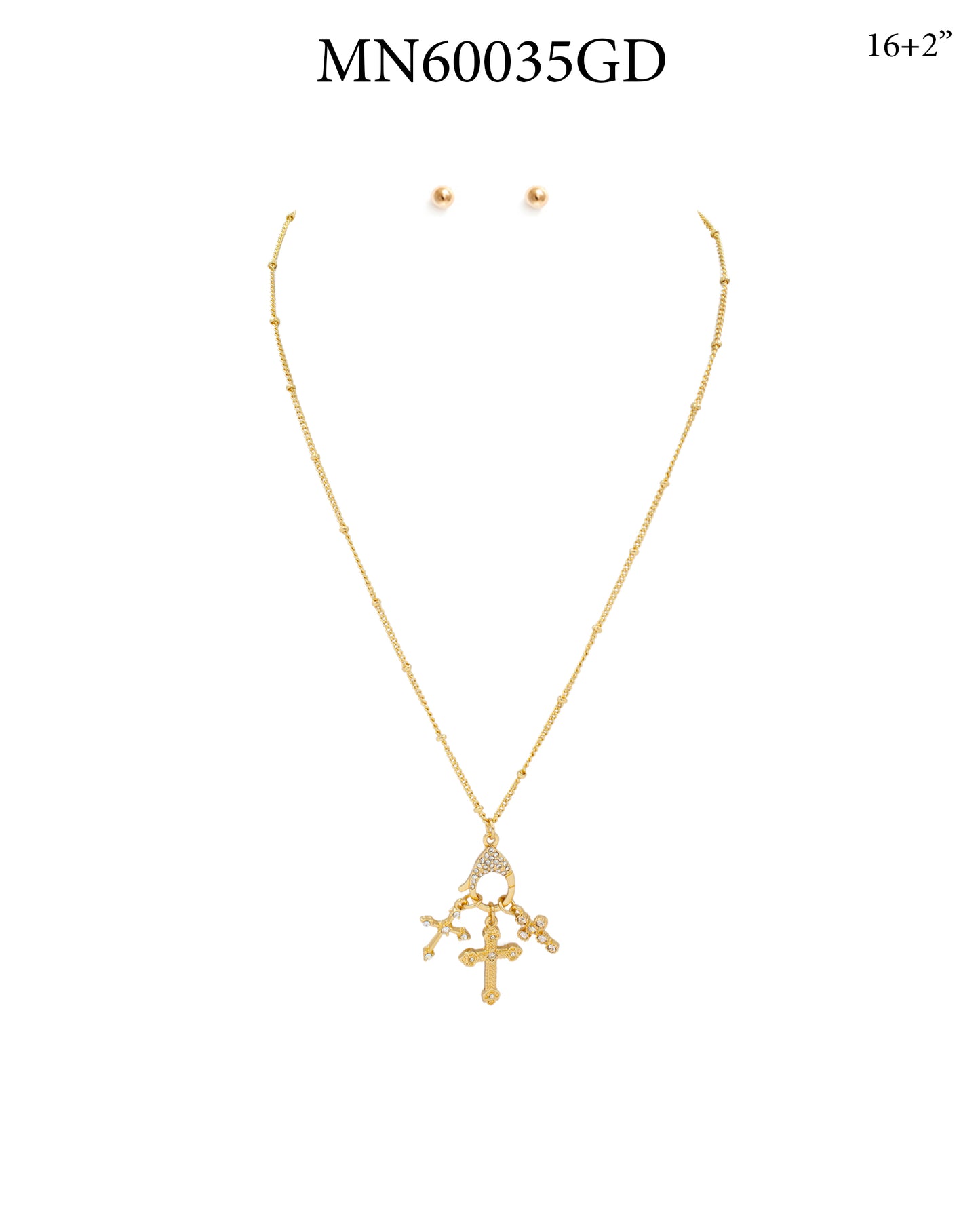 Rhinestone Cross Toggle 16"-18" Necklace