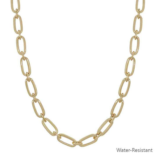 Gold Open Oval Chain 16"-18" Necklace