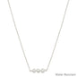 Water Resistant Three Pearl on Silver Chain 16"-18" Necklace