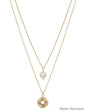 Water Resistant Double Layered Pearl and Gold Knot 16"-18" Necklace