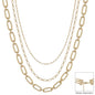 Water Resistant Triple Layered Chunky Oval Clip Chain 16"-18" Necklace