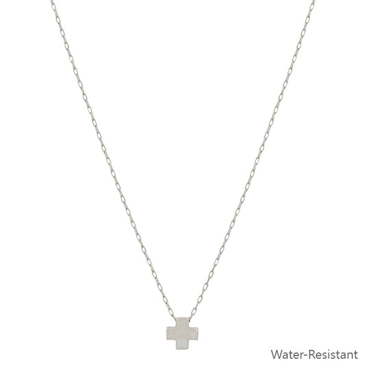 Water Resistant with Silver Cross Shape Charm 16"-18" Necklace